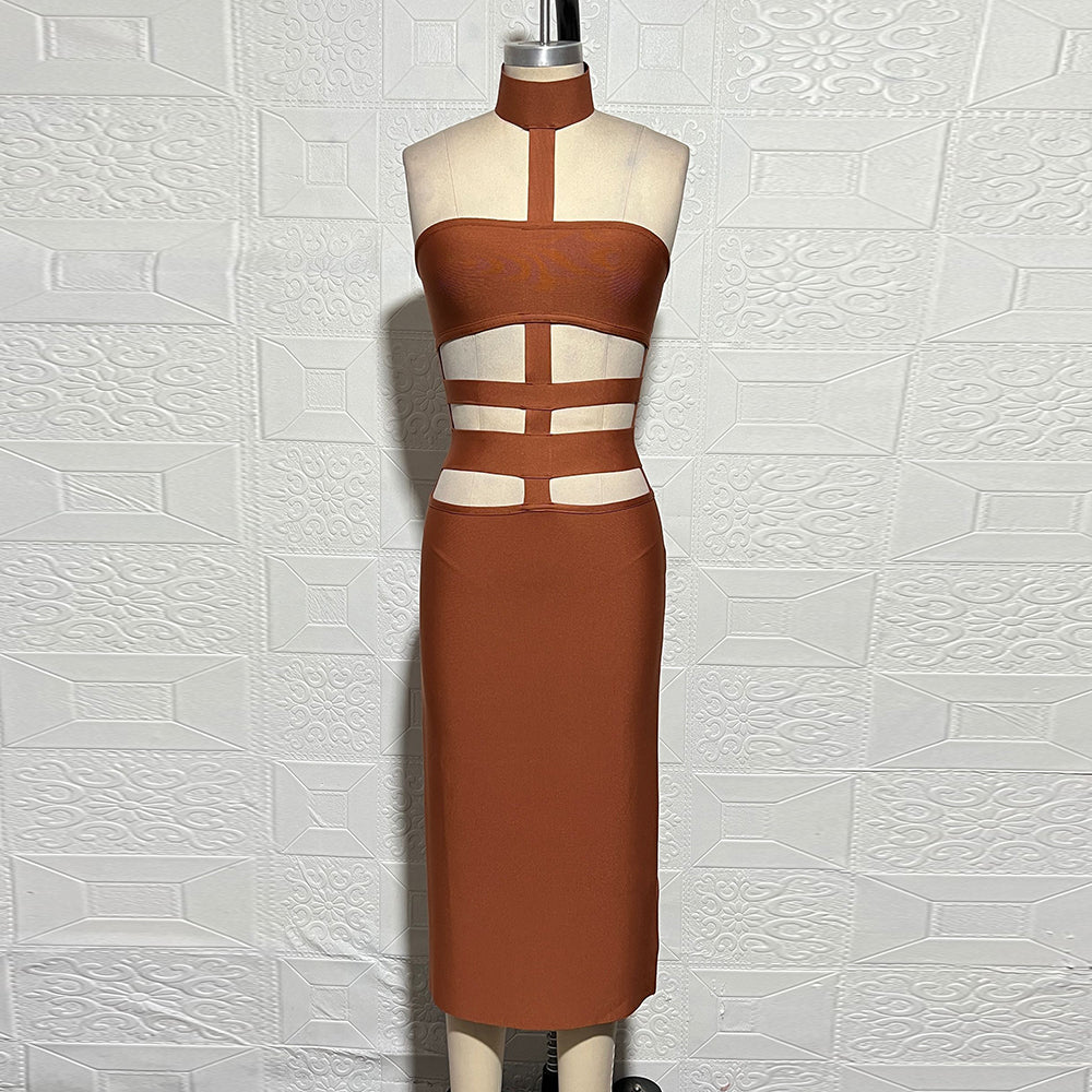 Cut Out Bandage Midi Dress - Dresses - DINIBLO 