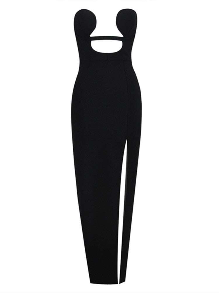 Black Strapless Bodycon Maxi Dress -  - DINIBLO 