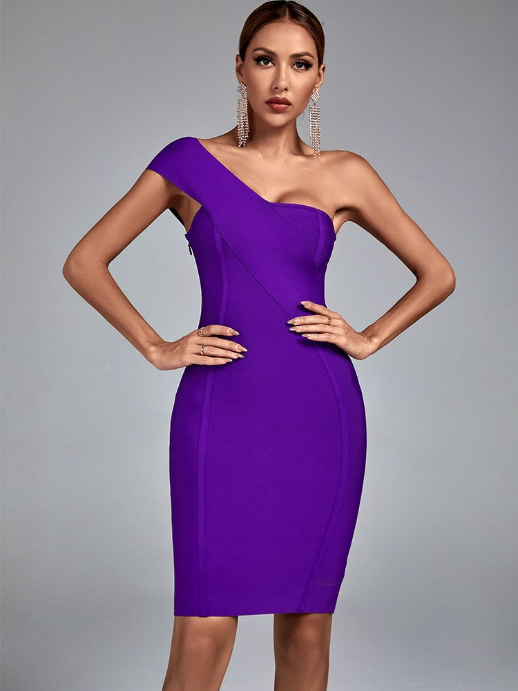 Women Purple Bodycon Evening Dress - Dresses - DINIBLO 