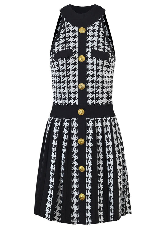 Houndstooth Pattern Knit Dress -  - DINIBLO 