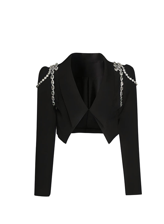 The Evelyne Long Sleeve Cropped Blazer - 0 - DINIBLO 