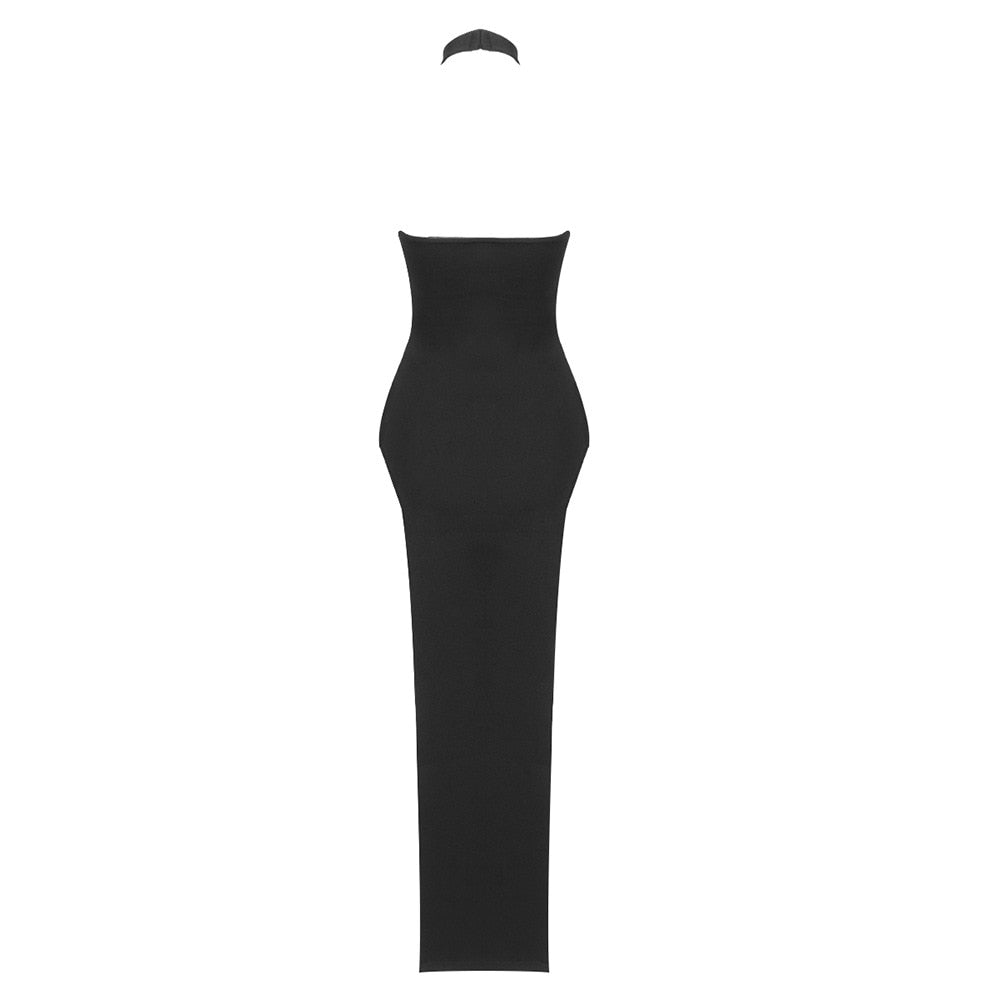 Black Midi Dress with Slits -  - DINIBLO 