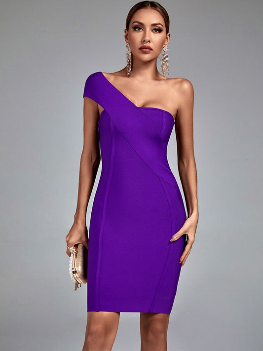 Women Purple Bodycon Evening Dress - Dresses - DINIBLO 