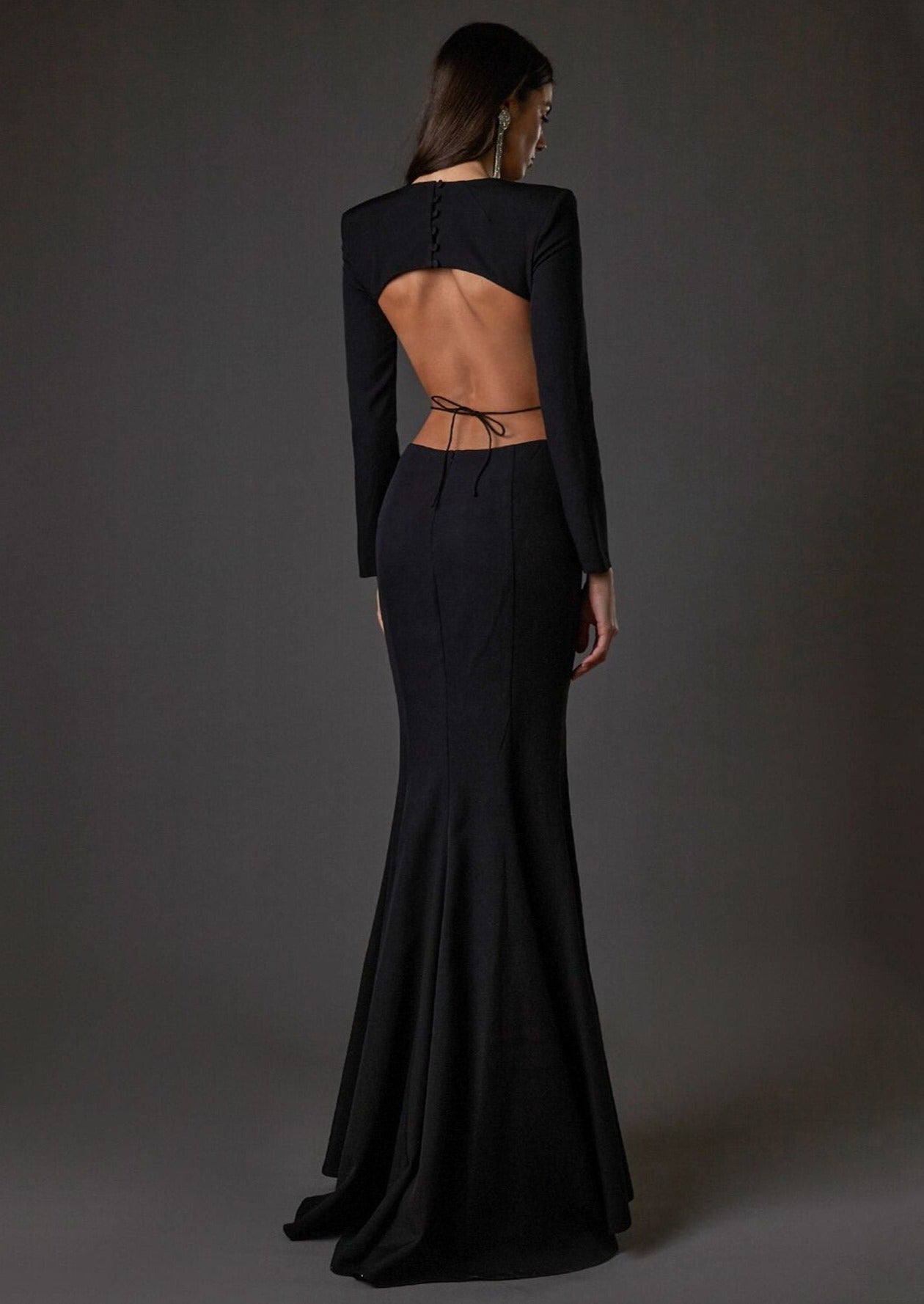 Black Open Back Maxi Dress -  - DINIBLO 