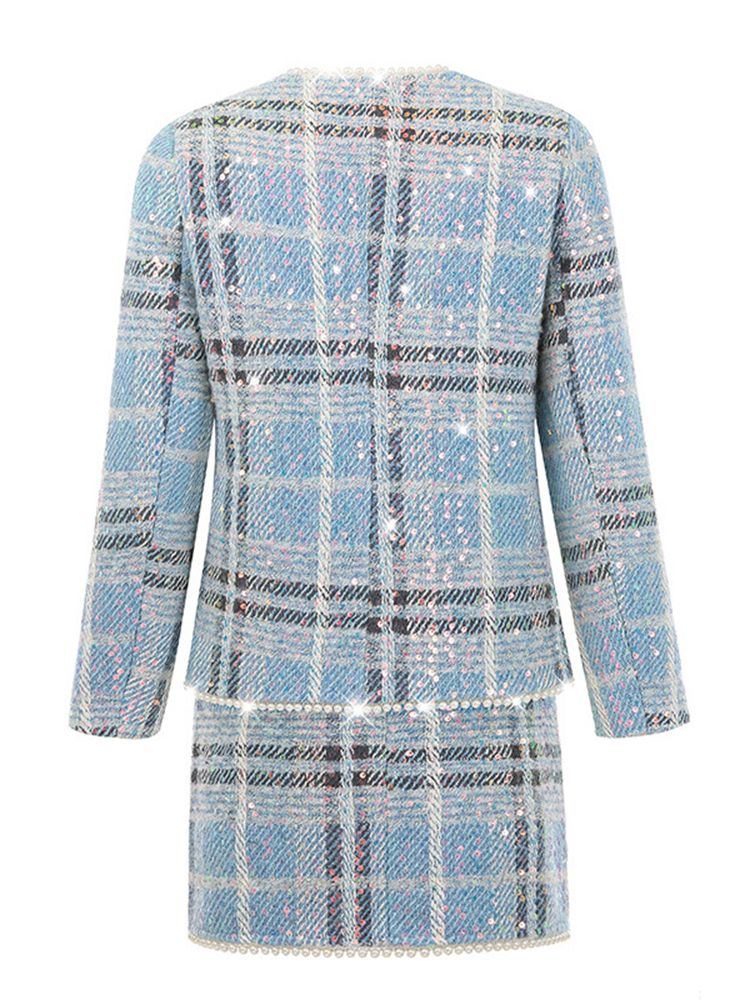 Blue Plaid Tweed Suit -  - DINIBLO 