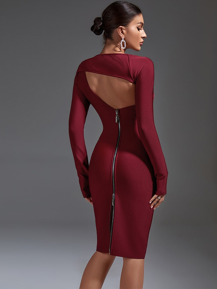 Chic Long Sleeve Cut-Out Dress - Dresses - DINIBLO 