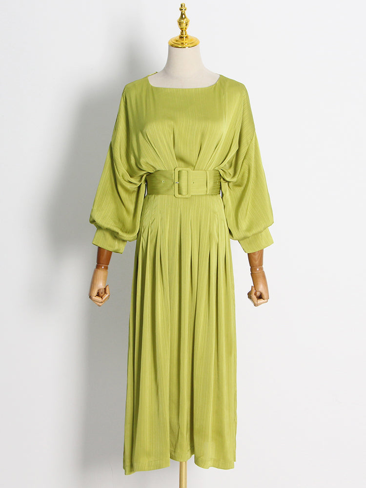 Long  Dress With A Wide Belt -  - DINIBLO 