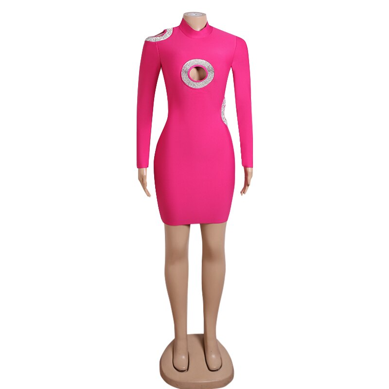 Sexy Long Sleeve Mini Bandage Dress - Dresses - DINIBLO 