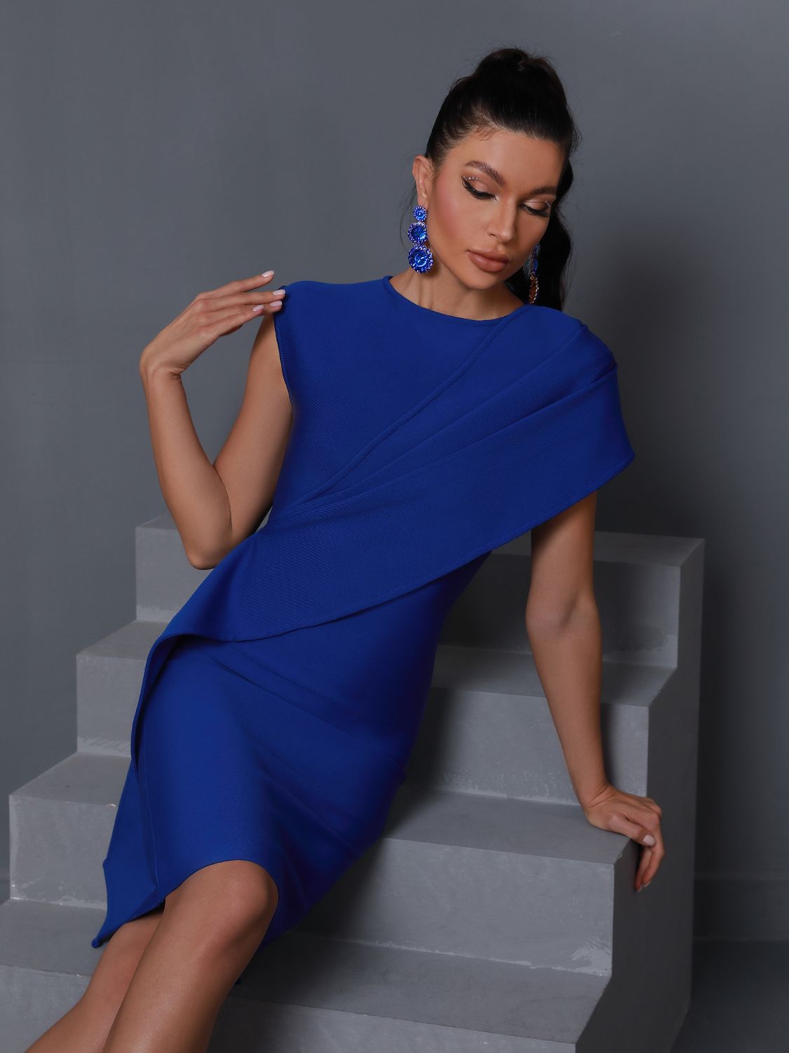 Elegant Blue Ruffle Dress - Dresses - DINIBLO 