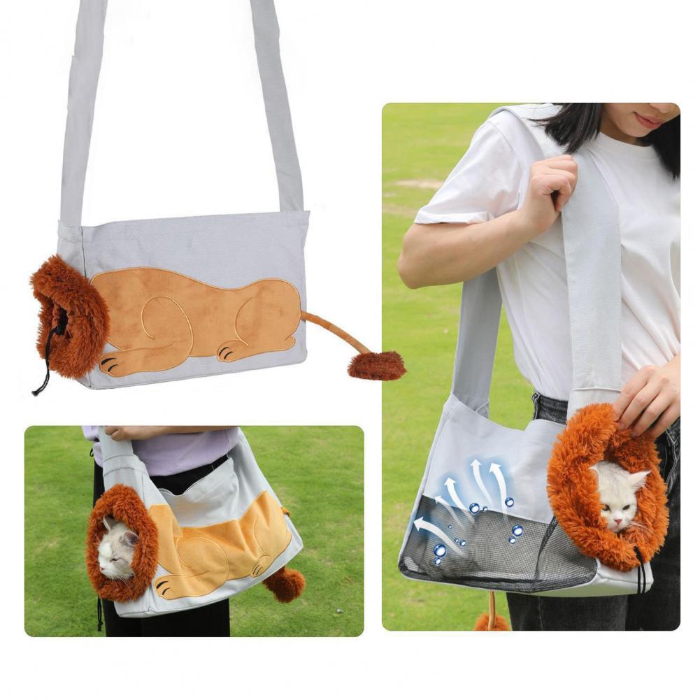 Pet Outdoor Bag Lion Shaped Cat Canvas Carrier Bag - Pet Carriers & Crates - DINIBLO 