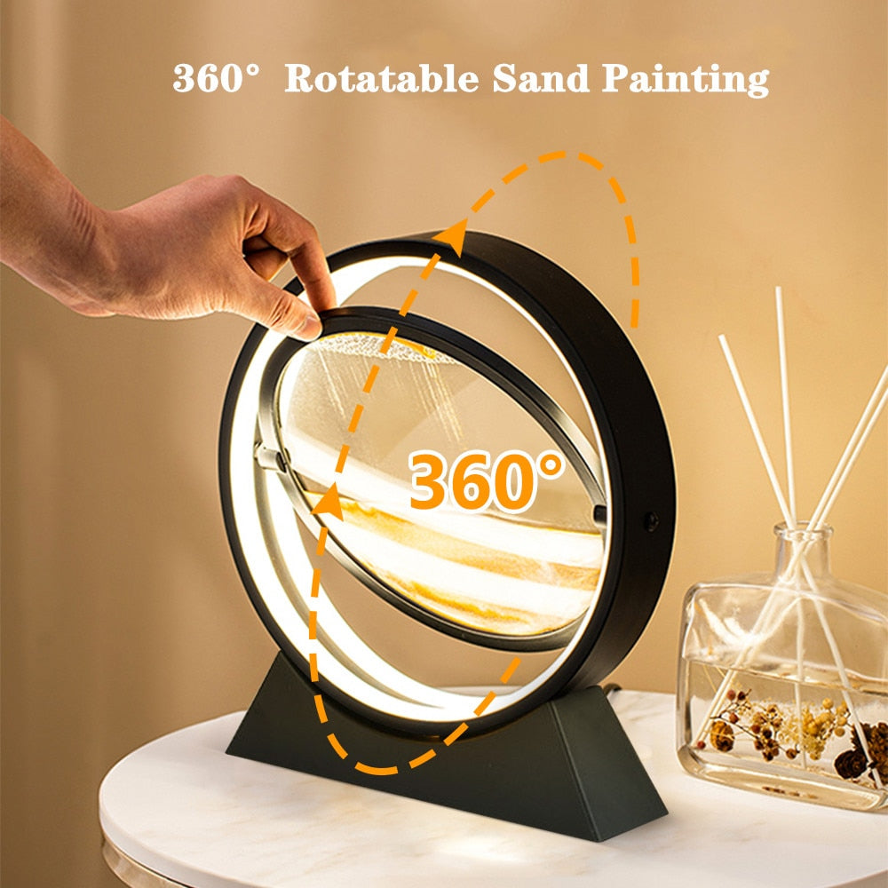 Moving Sand Art Picture 3D Hourglass Table Lamp - Hourglasses - DINIBLO 