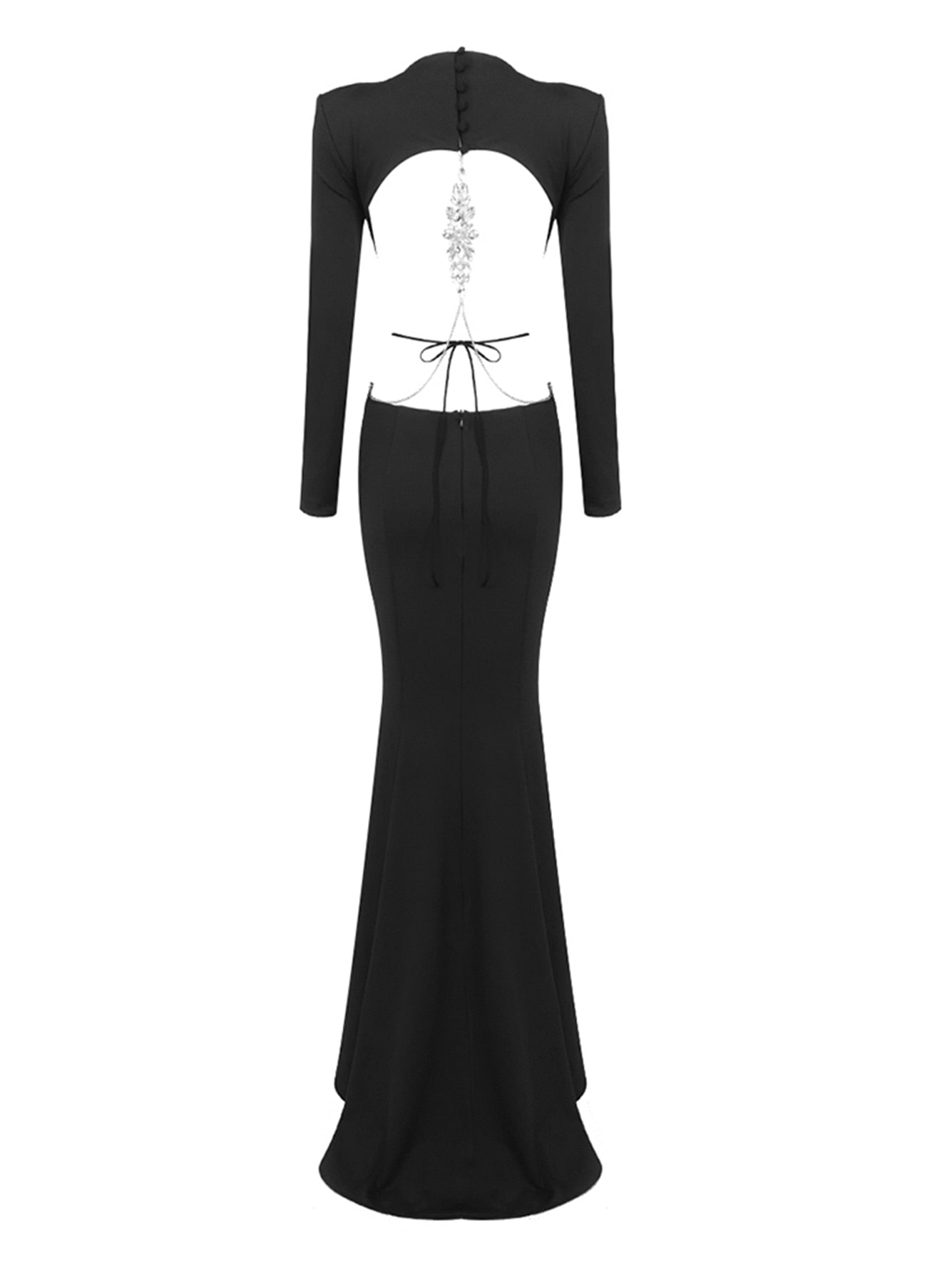 Black Open Back Maxi Dress -  - DINIBLO 