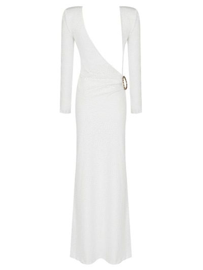 White Maxi Dress With Open Back -  - DINIBLO 