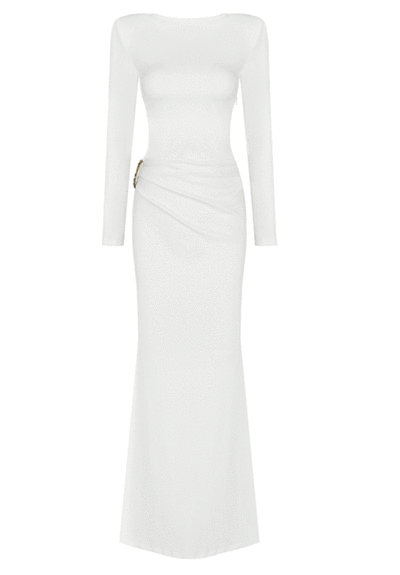 White Maxi Dress With Open Back -  - DINIBLO 