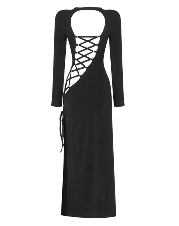 Open Back Lacing Maxi Dress -  - DINIBLO 