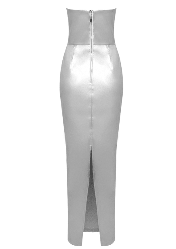 Silver Leather Maxi Dress -  - DINIBLO 