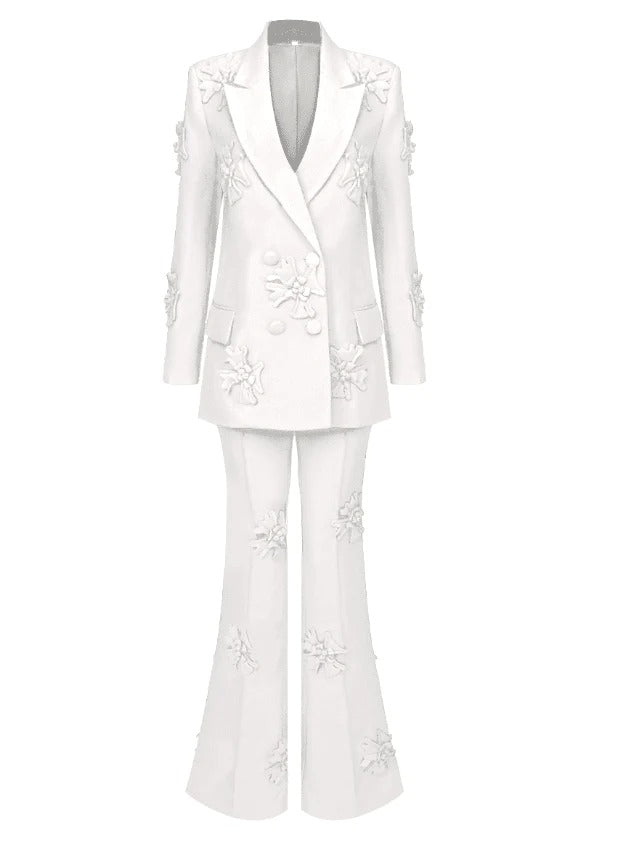 White Blazer With Flowers -  - DINIBLO 