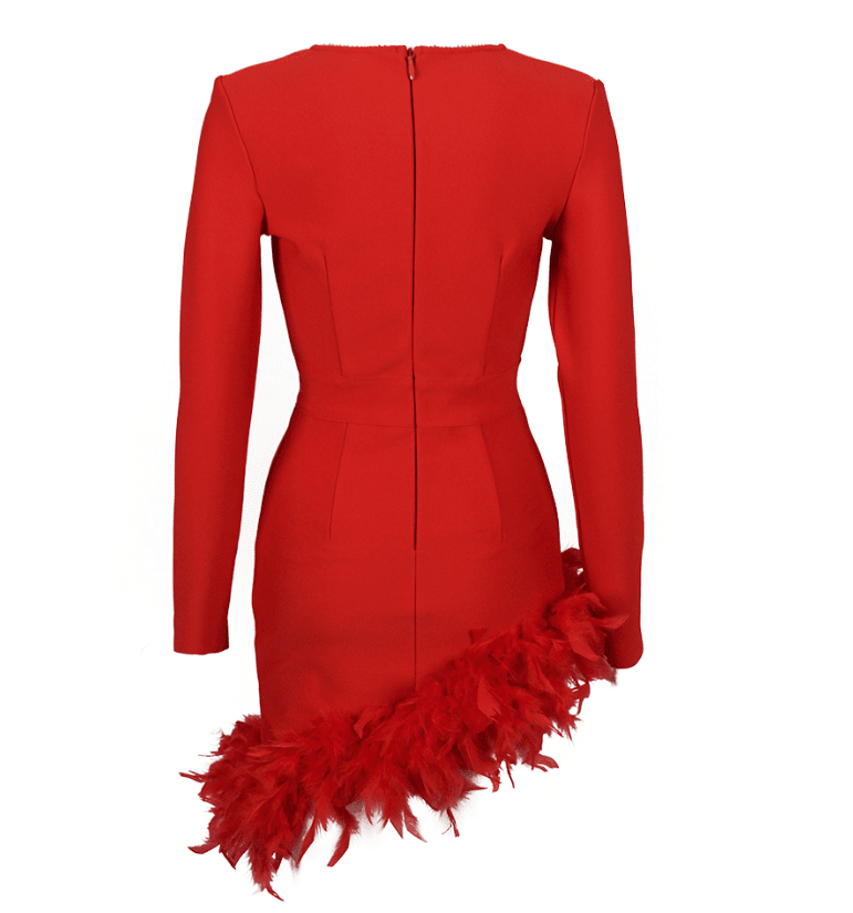 Feathers Red Mini Dress -  - DINIBLO 