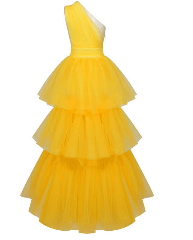 Lush Yellow One-Shoulder Dress -  - DINIBLO 