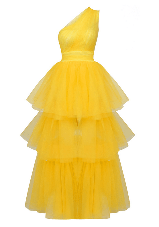 Lush Yellow One-Shoulder Dress -  - DINIBLO 