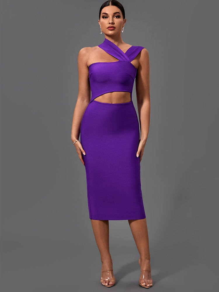 Adorable Purple Cut Out Bodycon Dress - Dresses - DINIBLO 