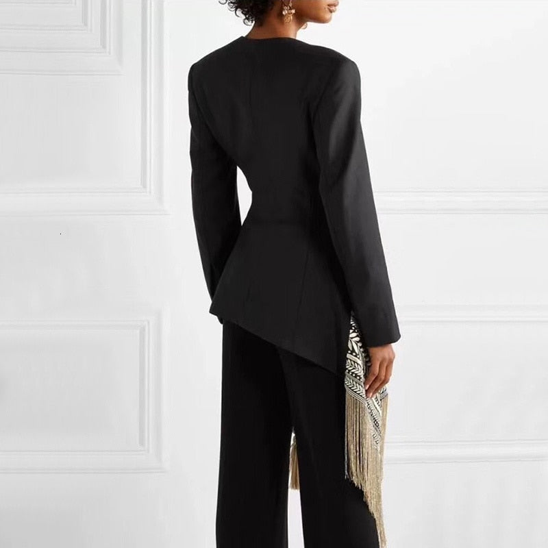 Asymmetrical Blazer With Embroidery -  - DINIBLO 