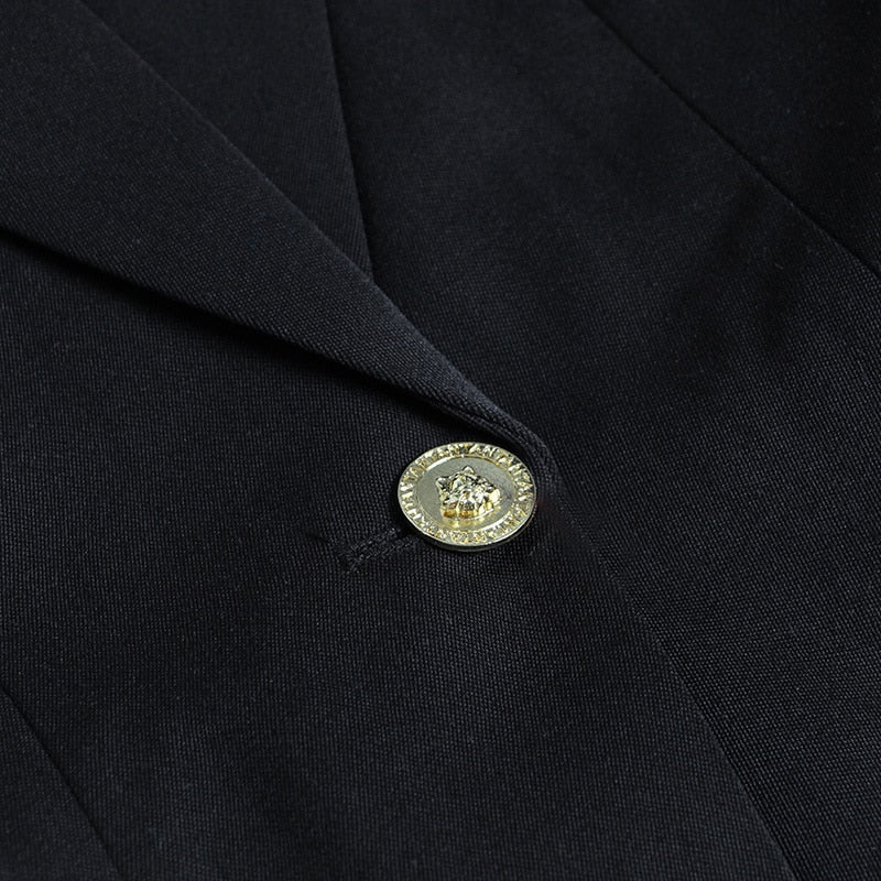 Black Blazer With Golden Safety Pin Trims -  - DINIBLO 