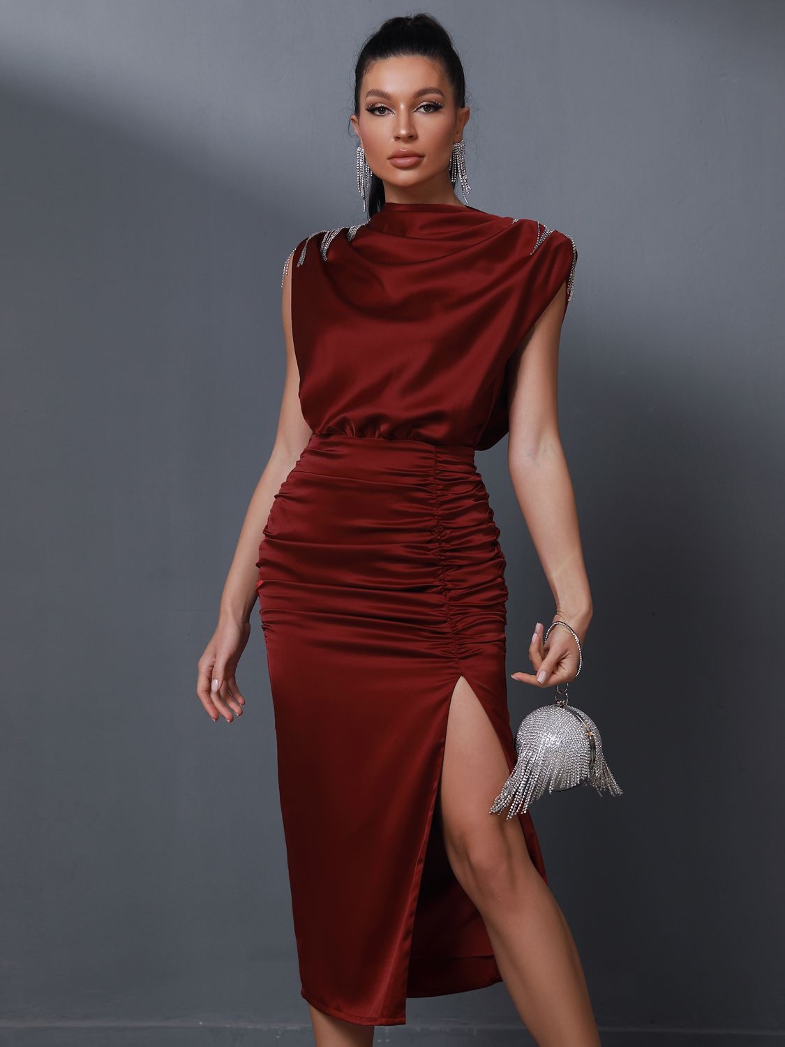 Exquisite Draped Luxury Midi Dress - Dresses - DINIBLO 