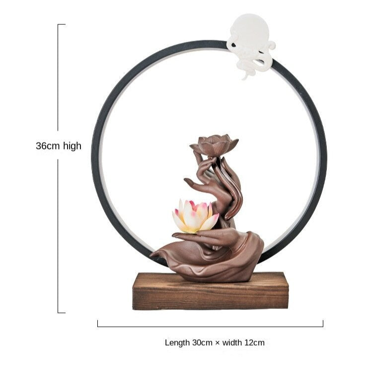 LED Buddha Lotus Hand Backflow Incense Burner Censer - Incense Holders - DINIBLO 