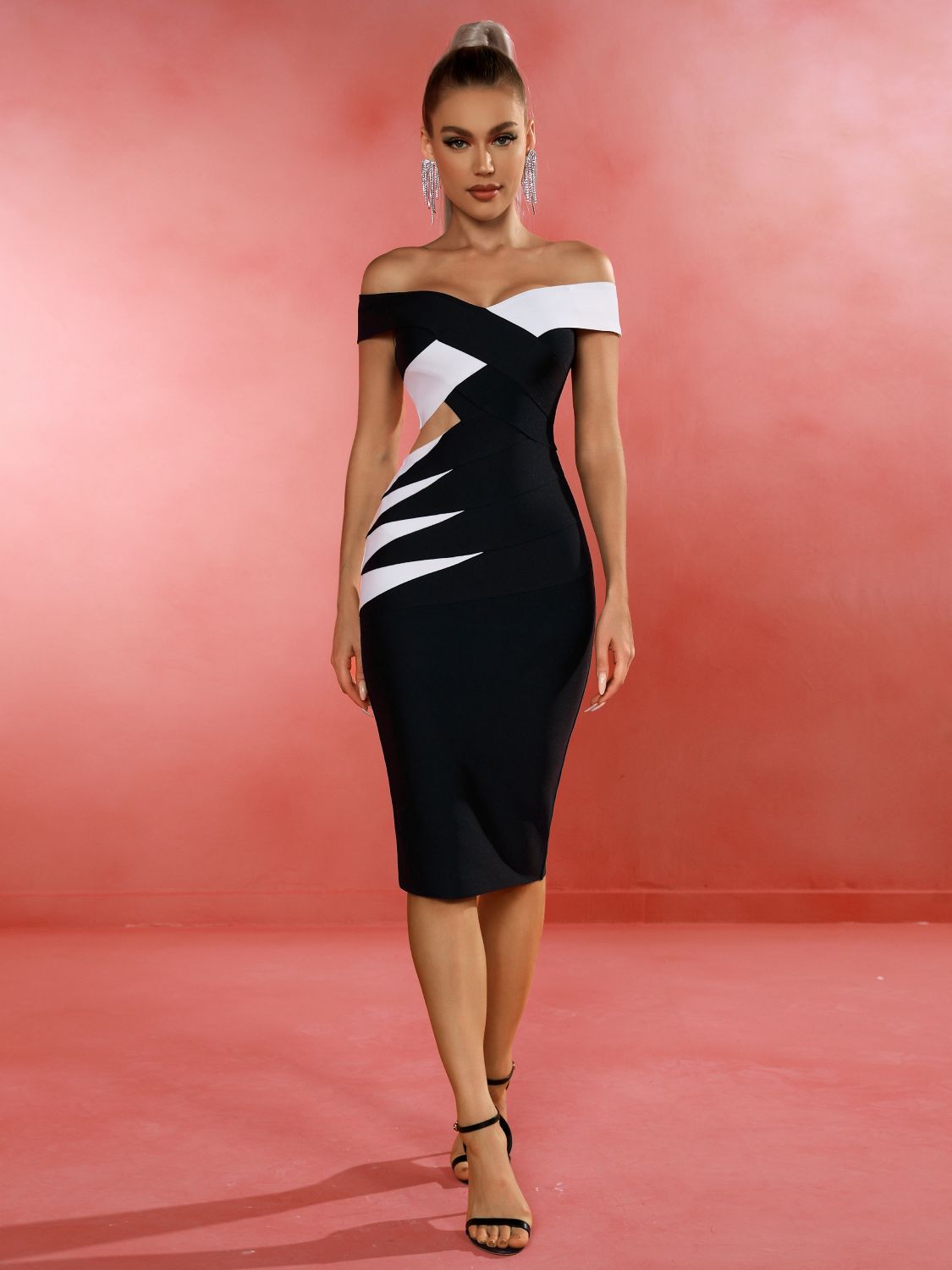 Runway Black Off Shoulder Bandage Dress - Dresses - DINIBLO 