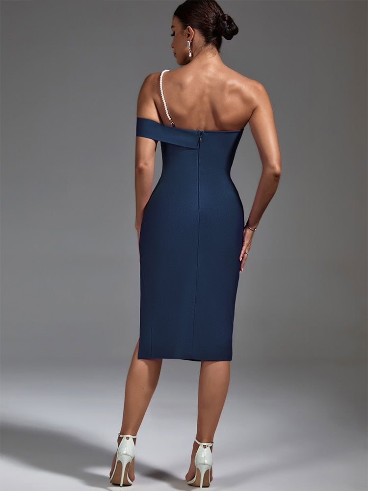 Chic Midi Blue Bandage Dress - Dresses - DINIBLO 