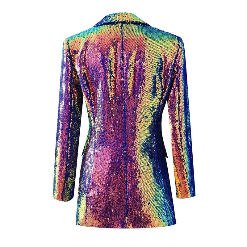 The Technicolor Sequin Long Sleeve Blazer - 0 - DINIBLO 