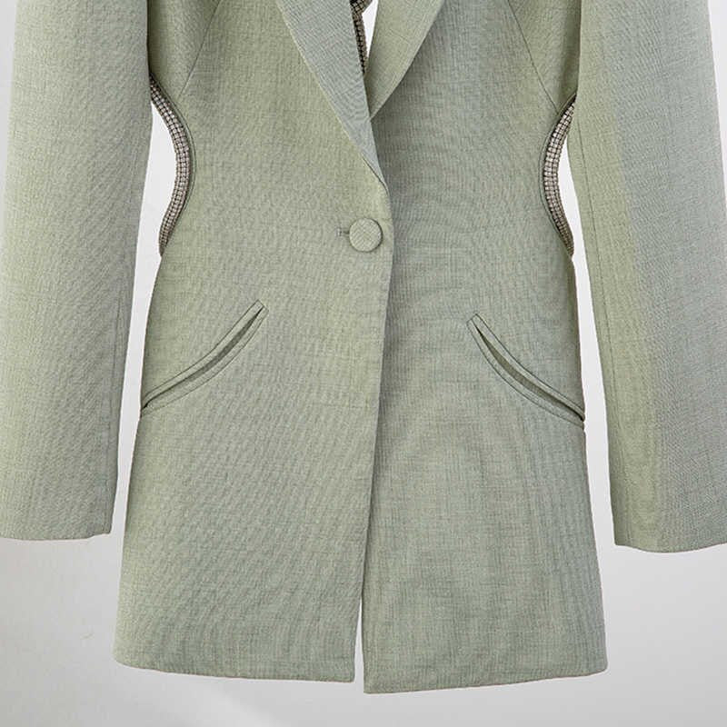 Green Backless Diamond Blazer -  - DINIBLO 