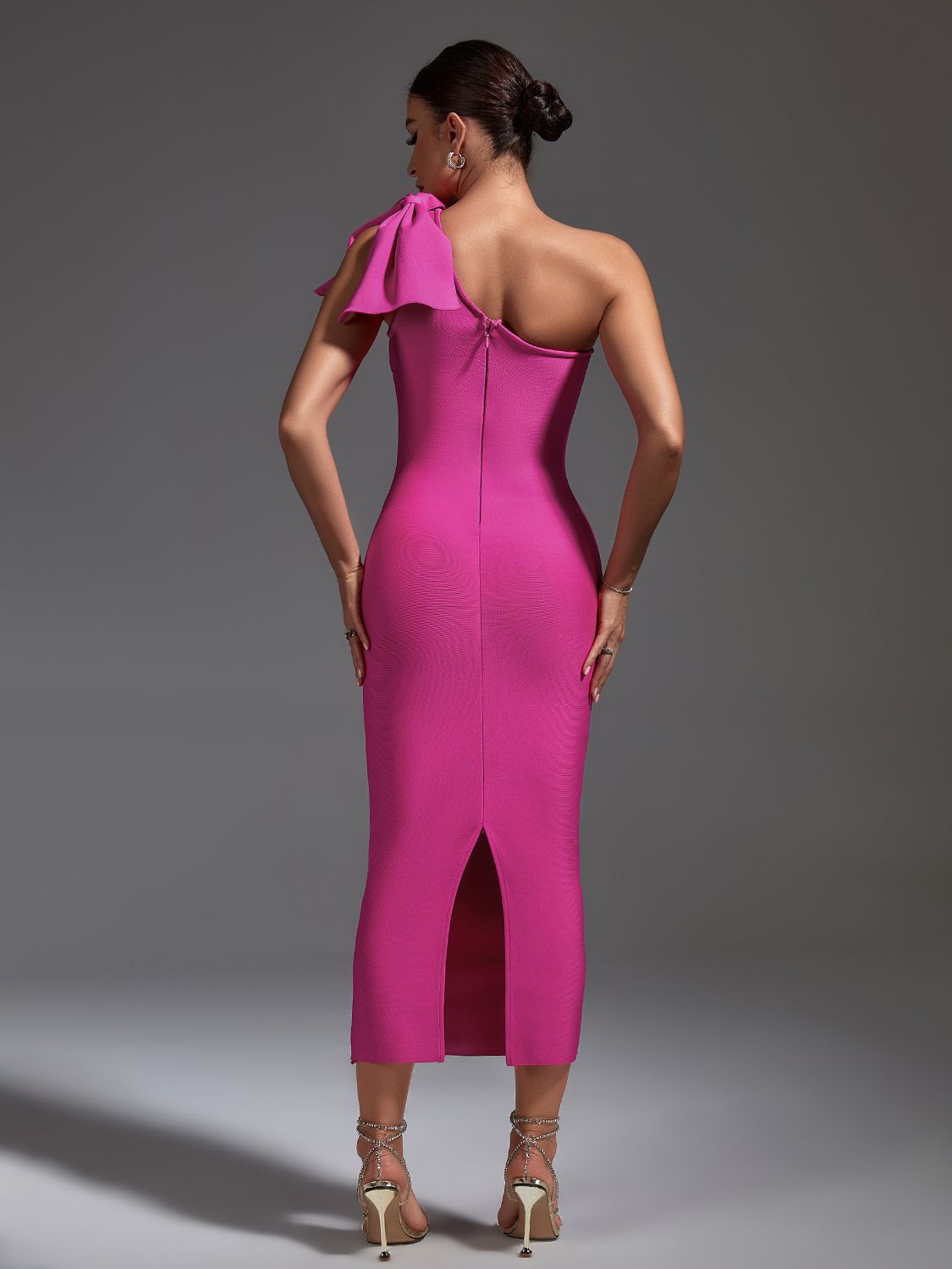 Pink Bandage Ruffle Midi Dress - Dresses - DINIBLO 