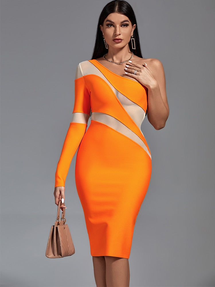 Orange Bodycon Dress - Dresses - DINIBLO 