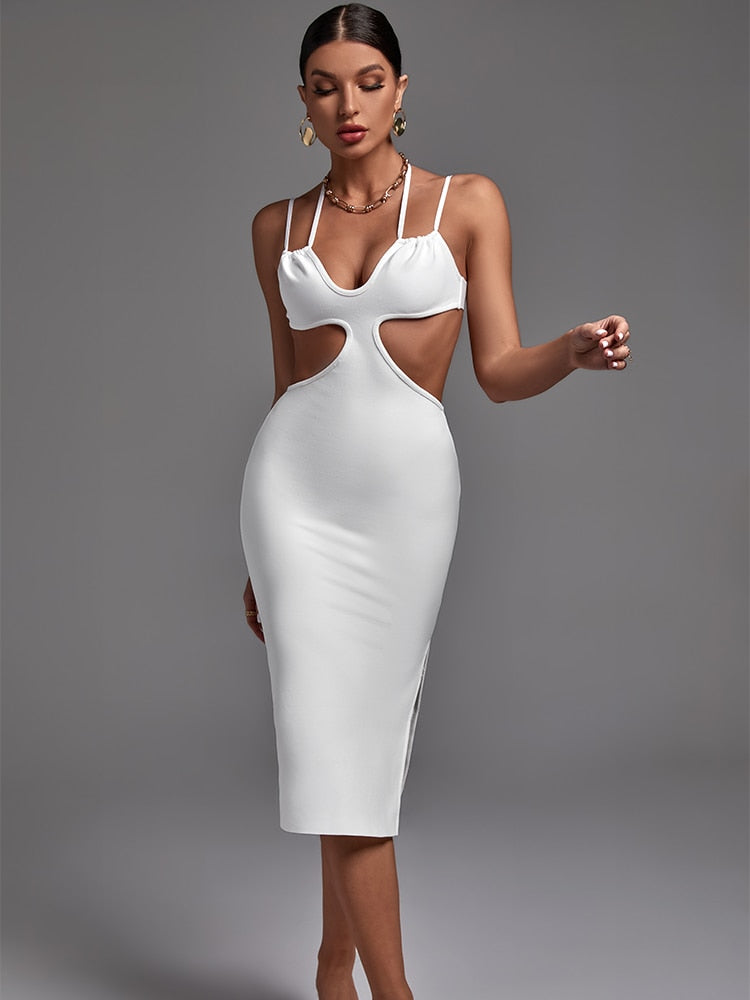 Sleeveless White Bandage Dress - Dresses - DINIBLO 