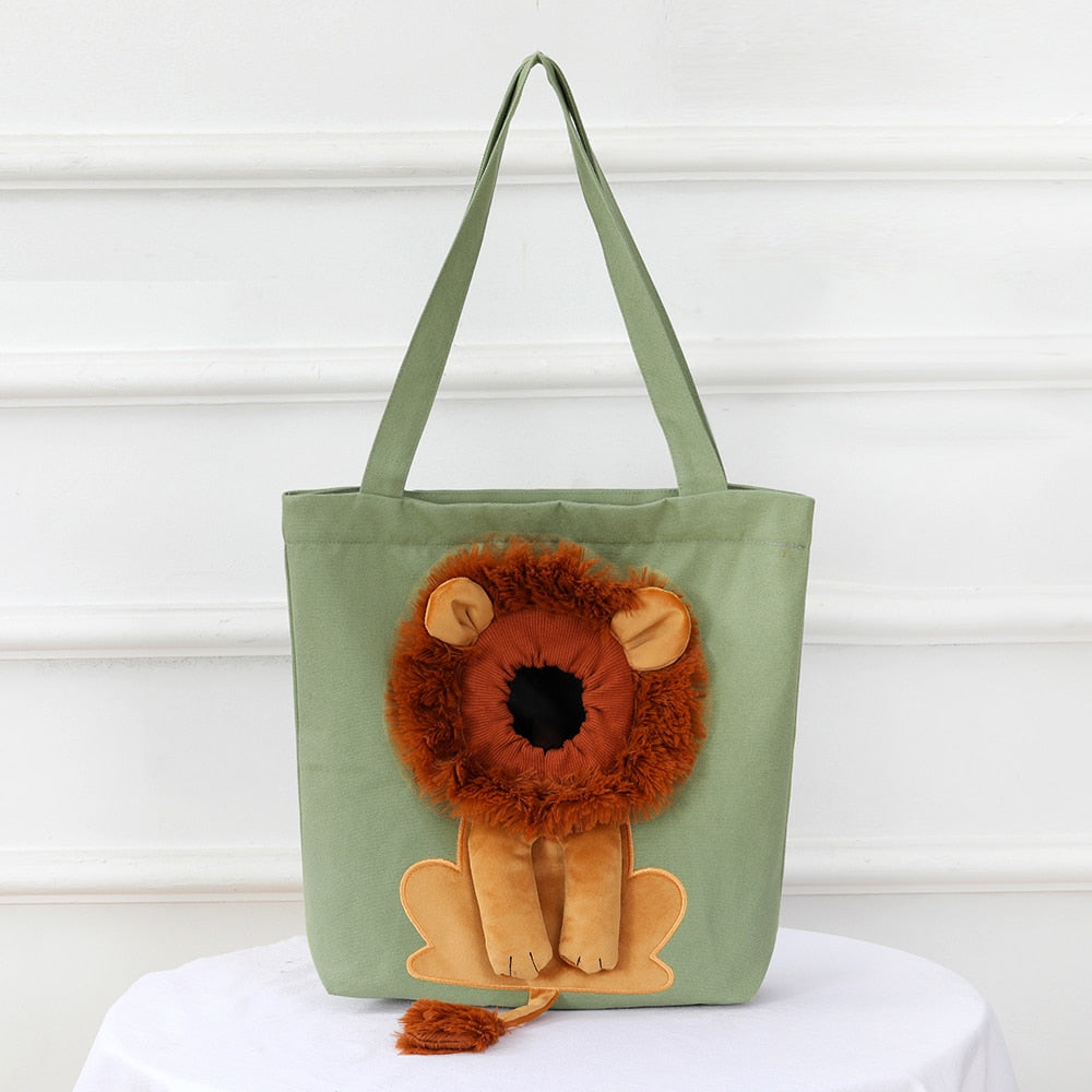 Lion Shaped Cat Carrying Canvas Bag Pet Carrier - Pet Carriers & Crates - DINIBLO 