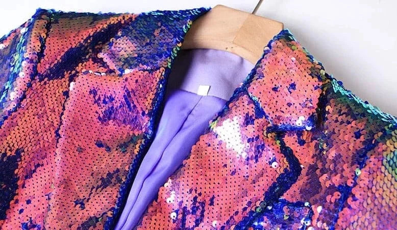 The Technicolor Sequin Long Sleeve Blazer - 0 - DINIBLO 