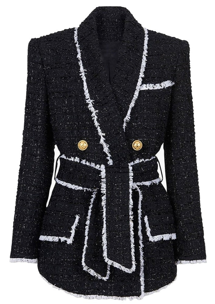 Tweed Blazer with Belt -  - DINIBLO 