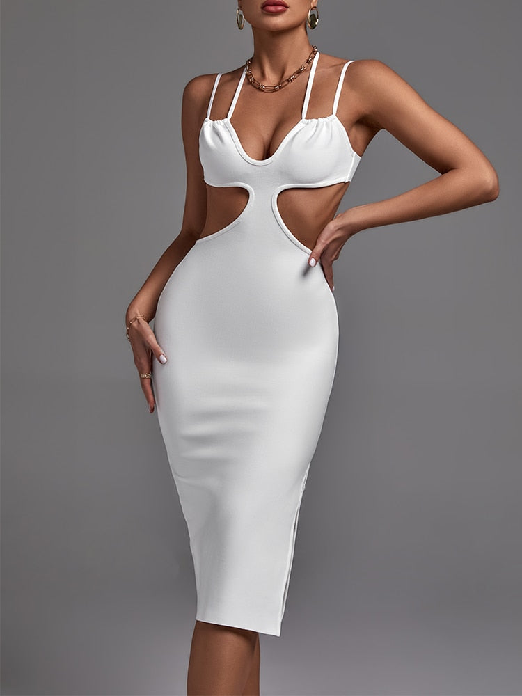 Sleeveless White Bandage Dress - Dresses - DINIBLO 