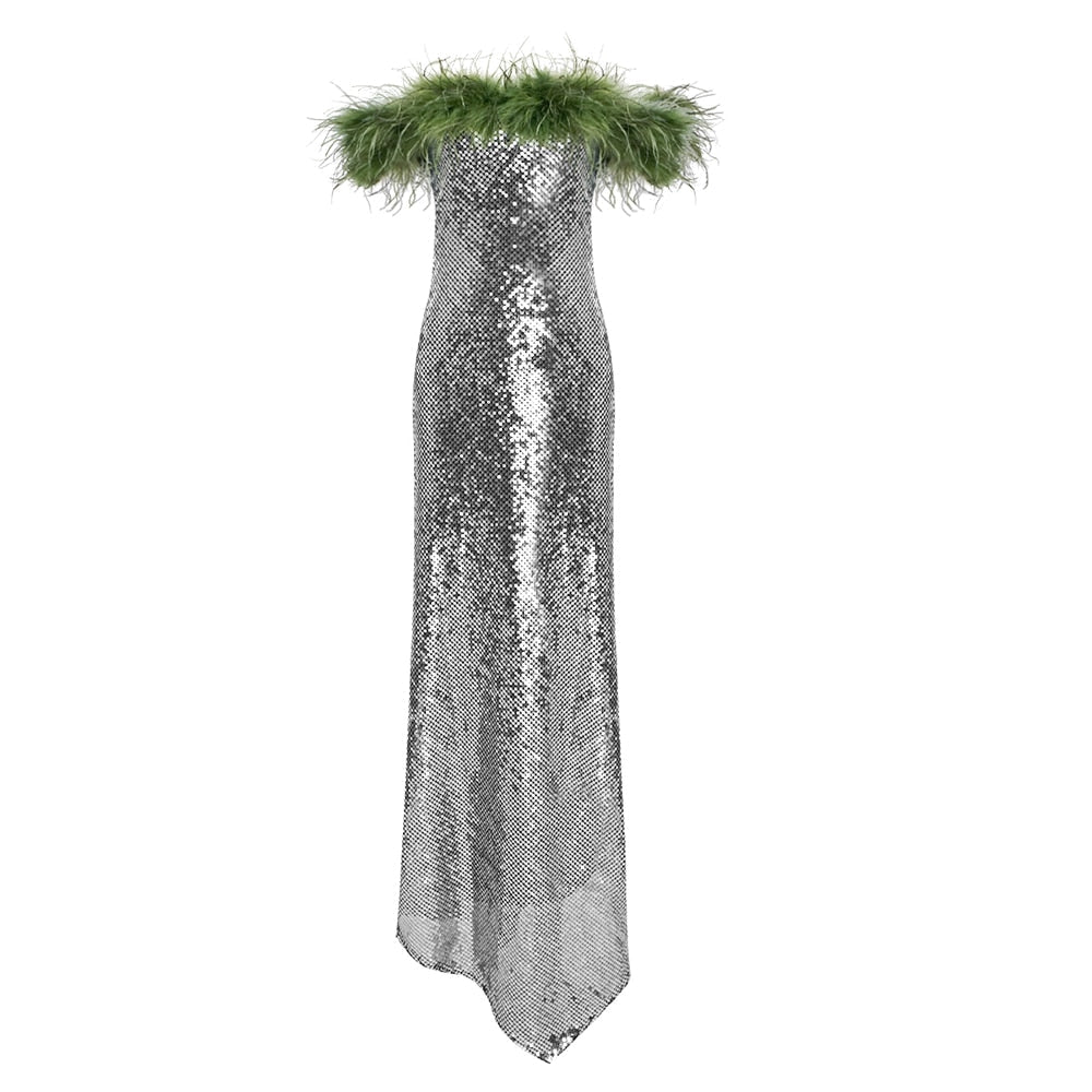 Luxury Sparkling Silver Sequins Dress - Dresses - DINIBLO 