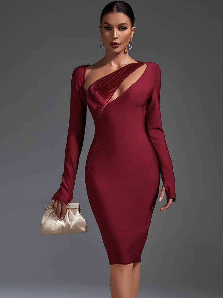 Chic Long Sleeve Cut-Out Dress - Dresses - DINIBLO 