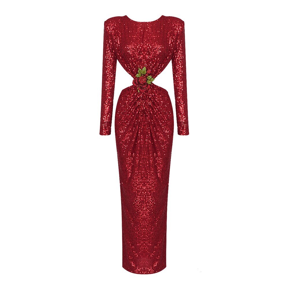 Red Sequin Long Dress -  - DINIBLO 