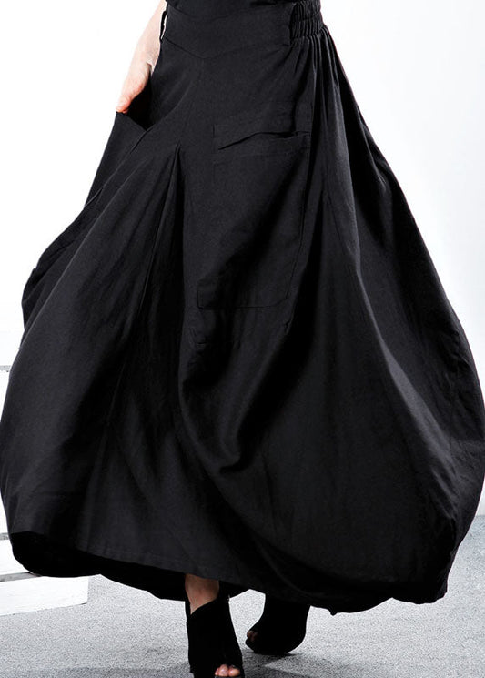 Simple Black Pockets Patchwork asymmetrical design Winter Skirt - Skirts - DINIBLO 