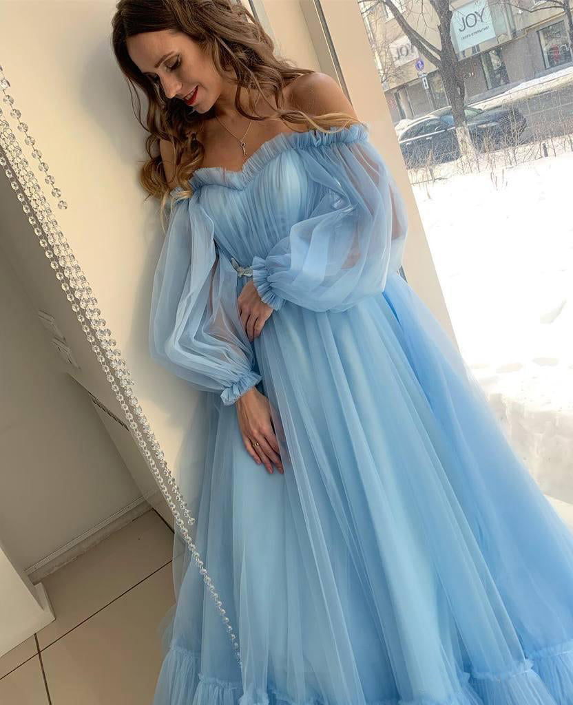 Quinceanera Dress A-line Sky Blue Bohemian Tulle Beach Summer Prom Dress - Prom Dresses - DINIBLO 