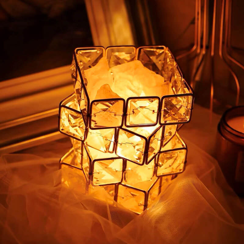 Square Salt Stone Crystal Lamp - LAMP - DINIBLO 