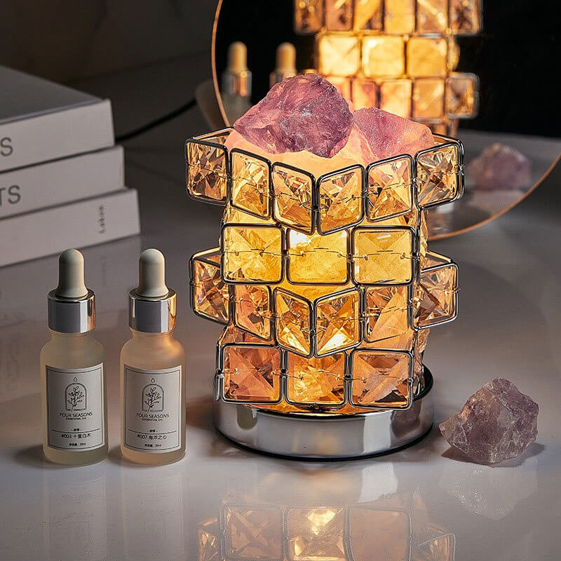 Square Salt Stone Crystal Lamp - LAMP - DINIBLO 