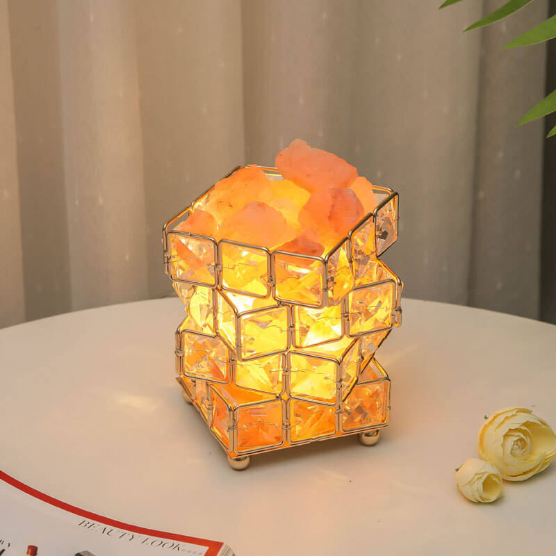 Square Salt Stone Crystal Lamp - LAMP - DINIBLO 