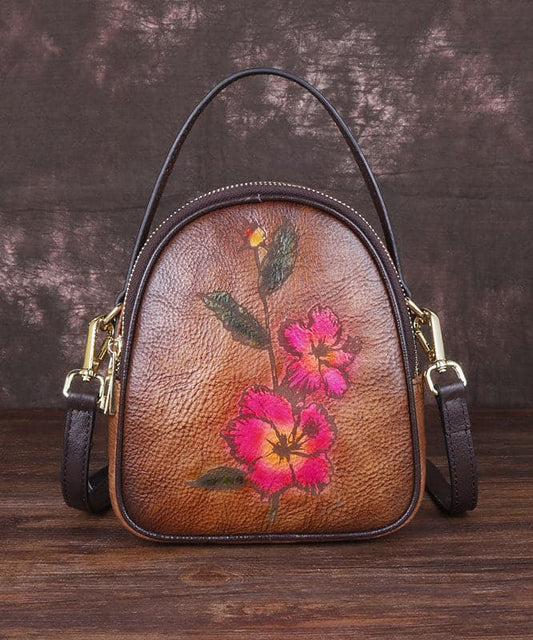 Stylish Brown Print Paitings Calf Leather Backpack Bag - Backpack Bag - DINIBLO 