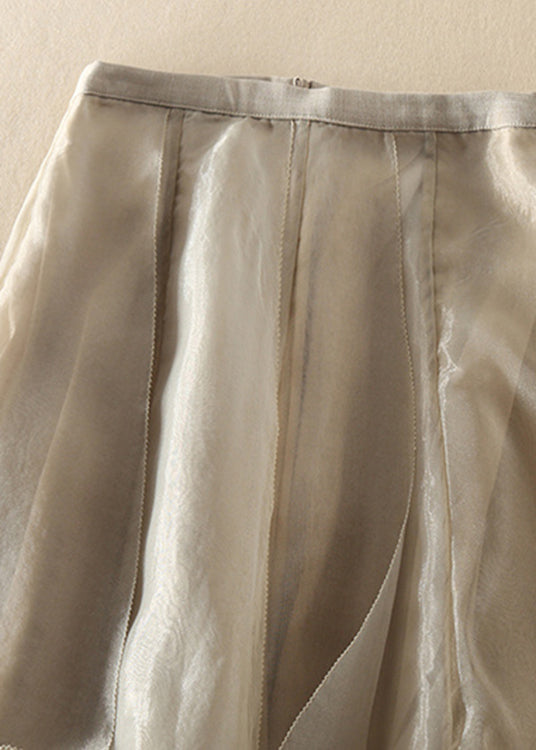 Stylish Champagne Patchwork wrinkled Chiffon Skirt Spring - Skirts - DINIBLO 